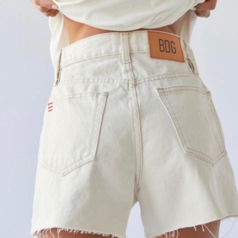 BDG Cream High-Rise Denim Jean Shorts